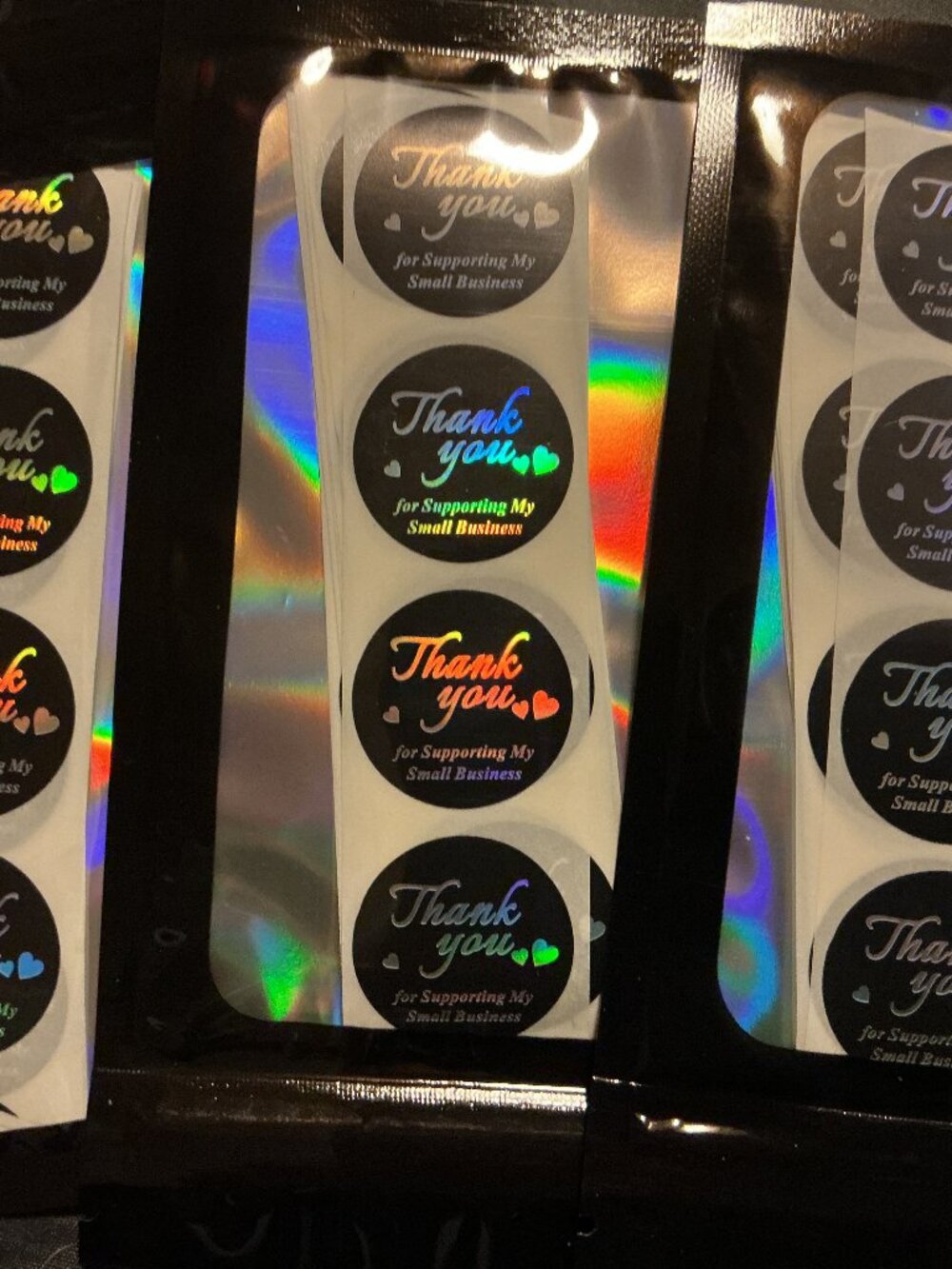 ★ 40 Holographic Thank You Small Business Stickers Round Seals